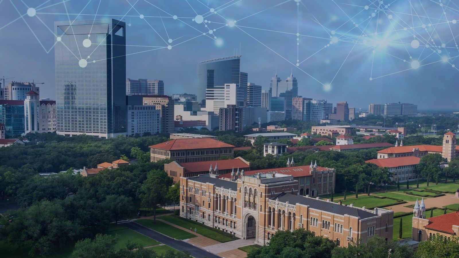 Rice Data Science Image with Houston Skyline