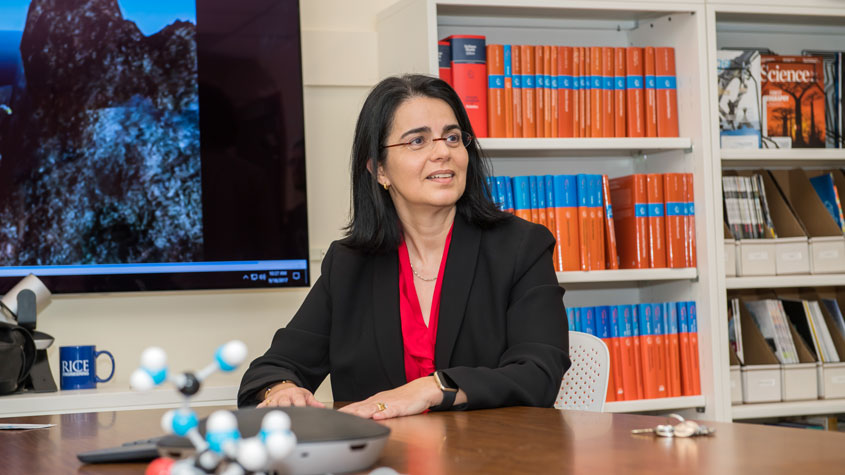Lydia Kavraki sitting in her lab 