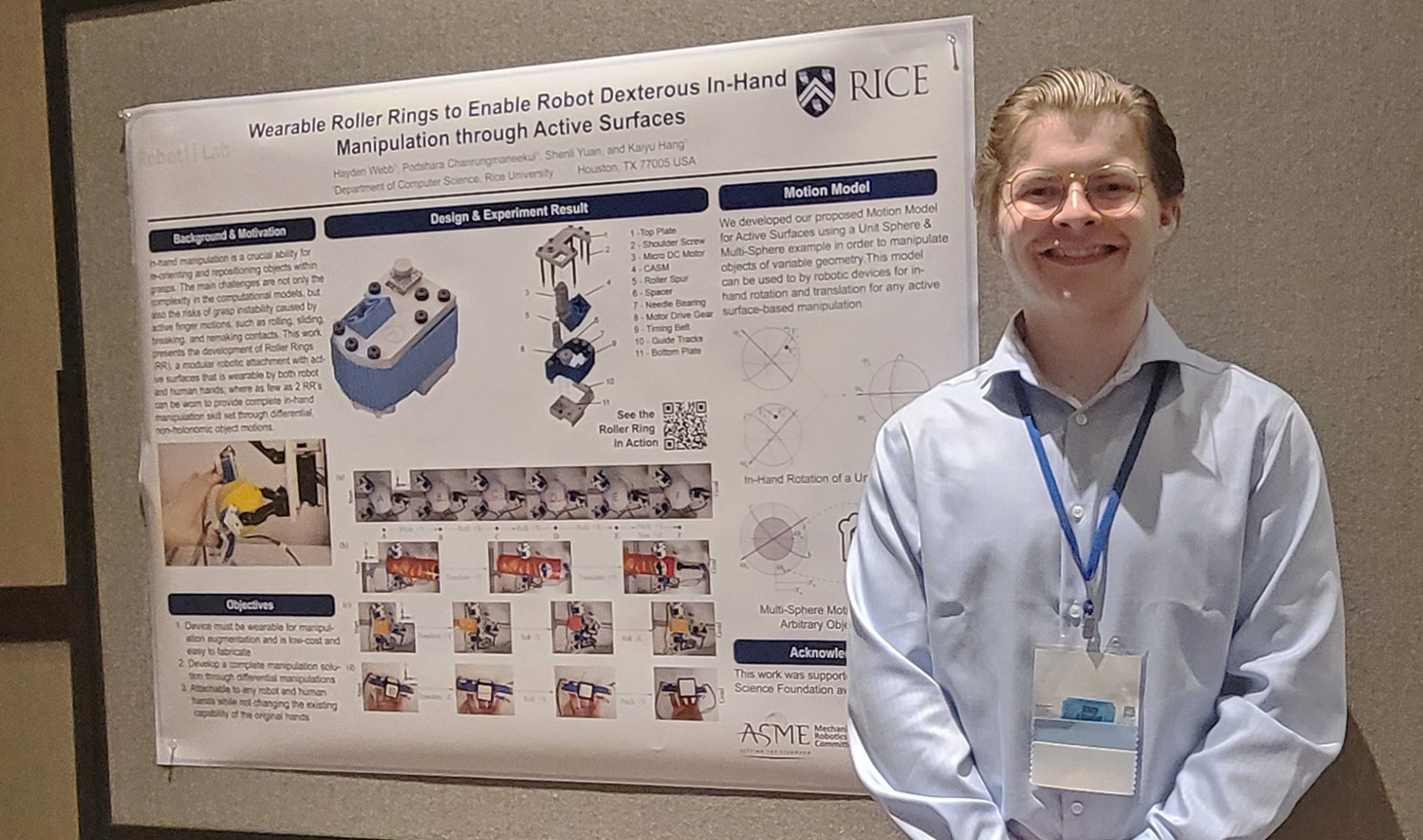Undergrad Hayden Webb’s design places third at ASME’s SMRDC