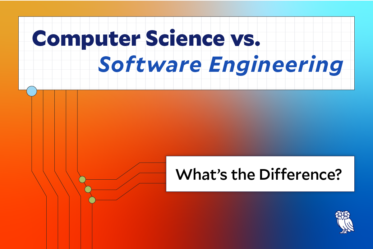 Visual representation contrasting computer science theories with software engineering applications, showcasing their unique aspects.