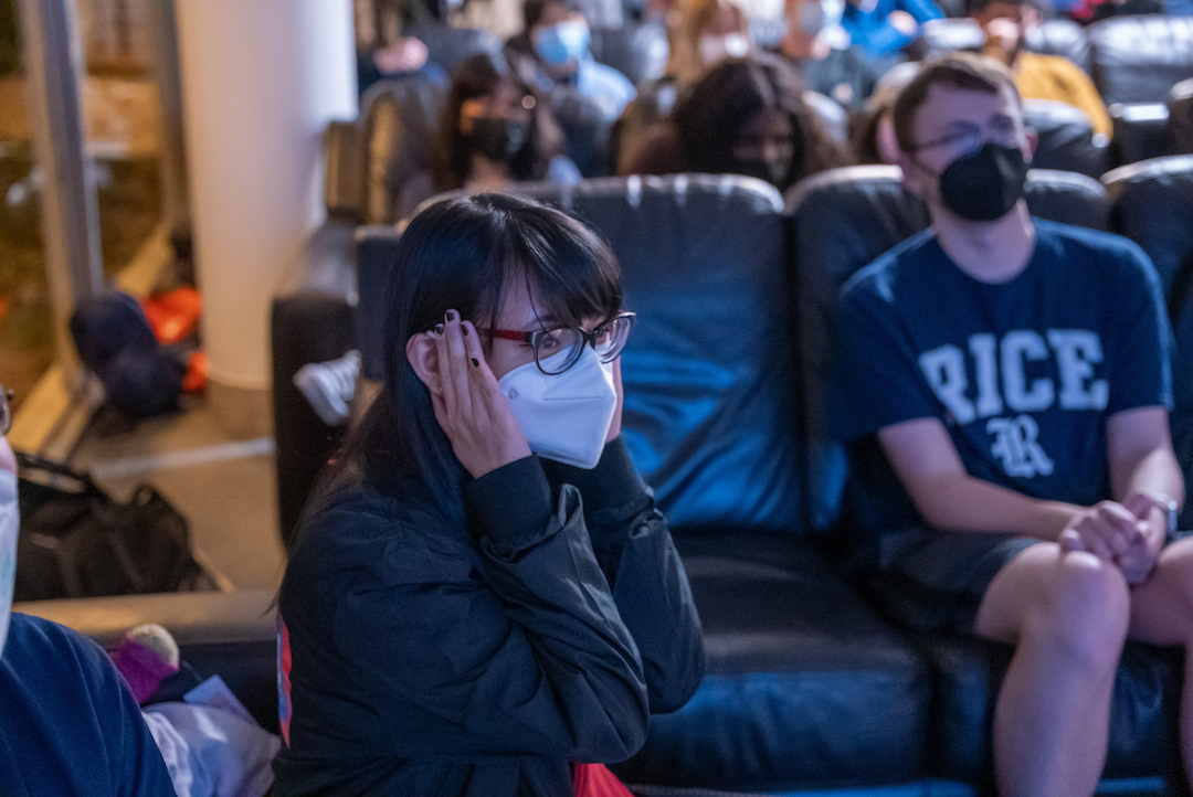 Manansala's friends and fans filled Brown College's commons to cheer on their fellow Owl.